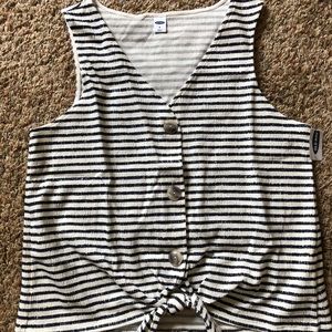 NEW Old Navy Sleeveless Top Striped Navy Cream M